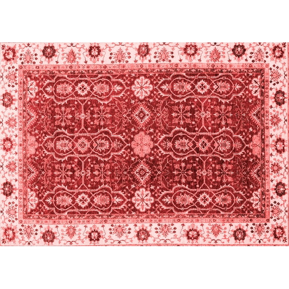 Ahgly Company Indoor Rectangle Oriental Red Modern Area Rugs, 8' x 12'