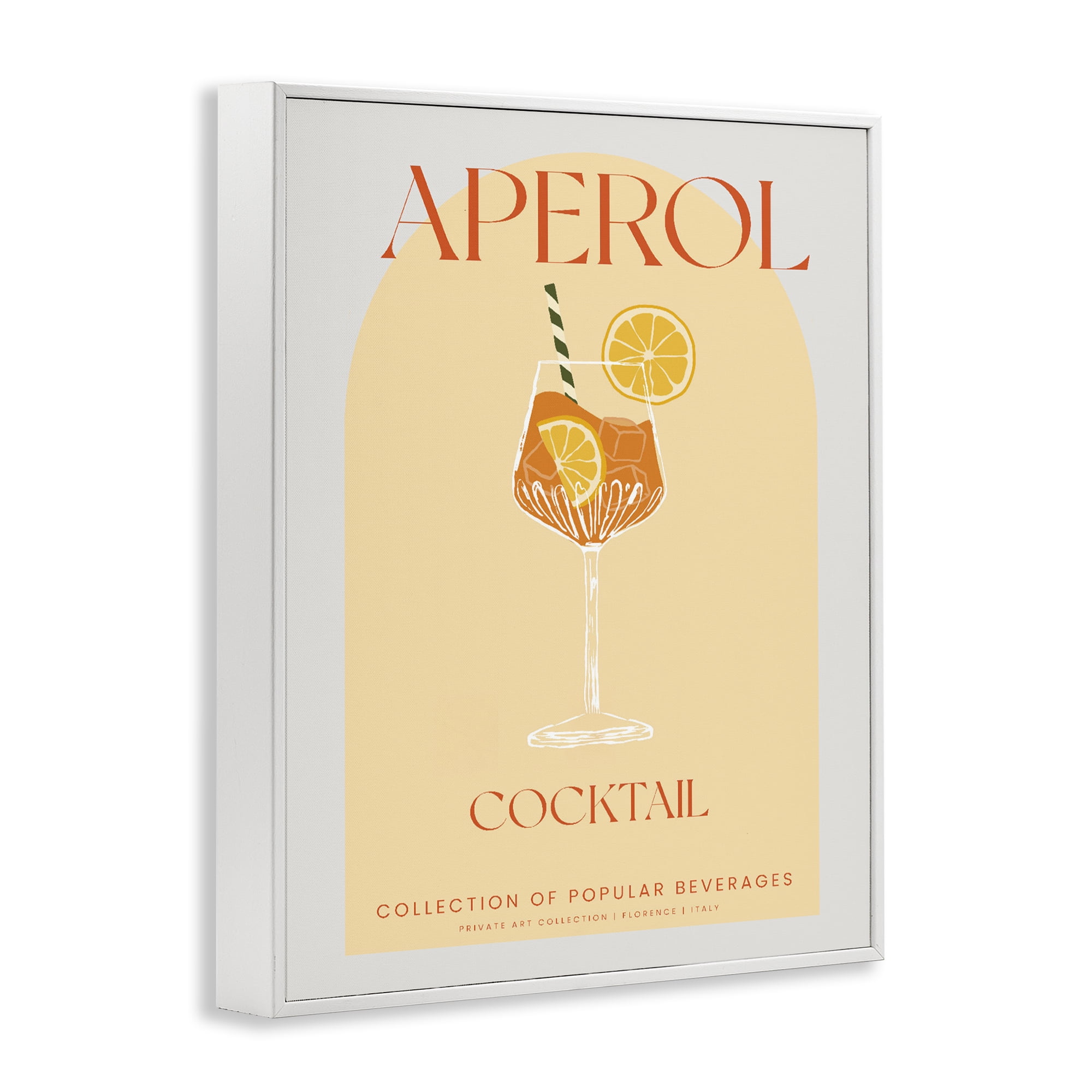 Stylish Retro Aperol Cocktail White Framed Giclee Art, design by Lil' Rue
