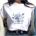 thumbnail image 3 of Puntoco, camiseta para mujer, tops casuales de verano, tops coreanos con estampado de patrón bonito de estilo Harajuku Puntoco Puntoco-3023, 3 of 9