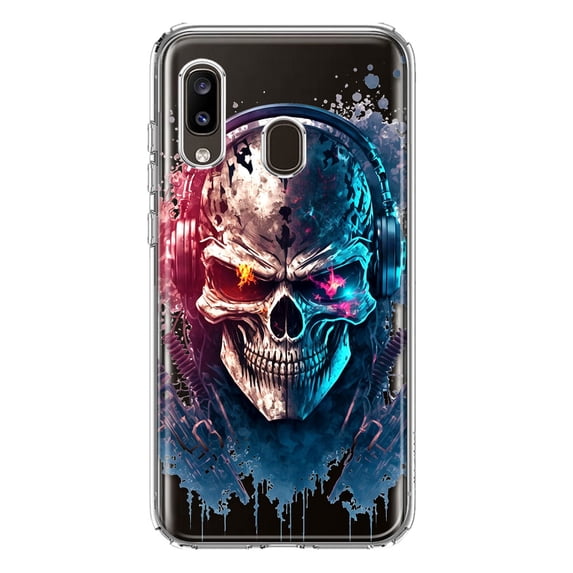 MUNDAZE Samsung Galaxy A20 Cyberpunk Machine Headphones Skull Double Layer Phone Case Cover