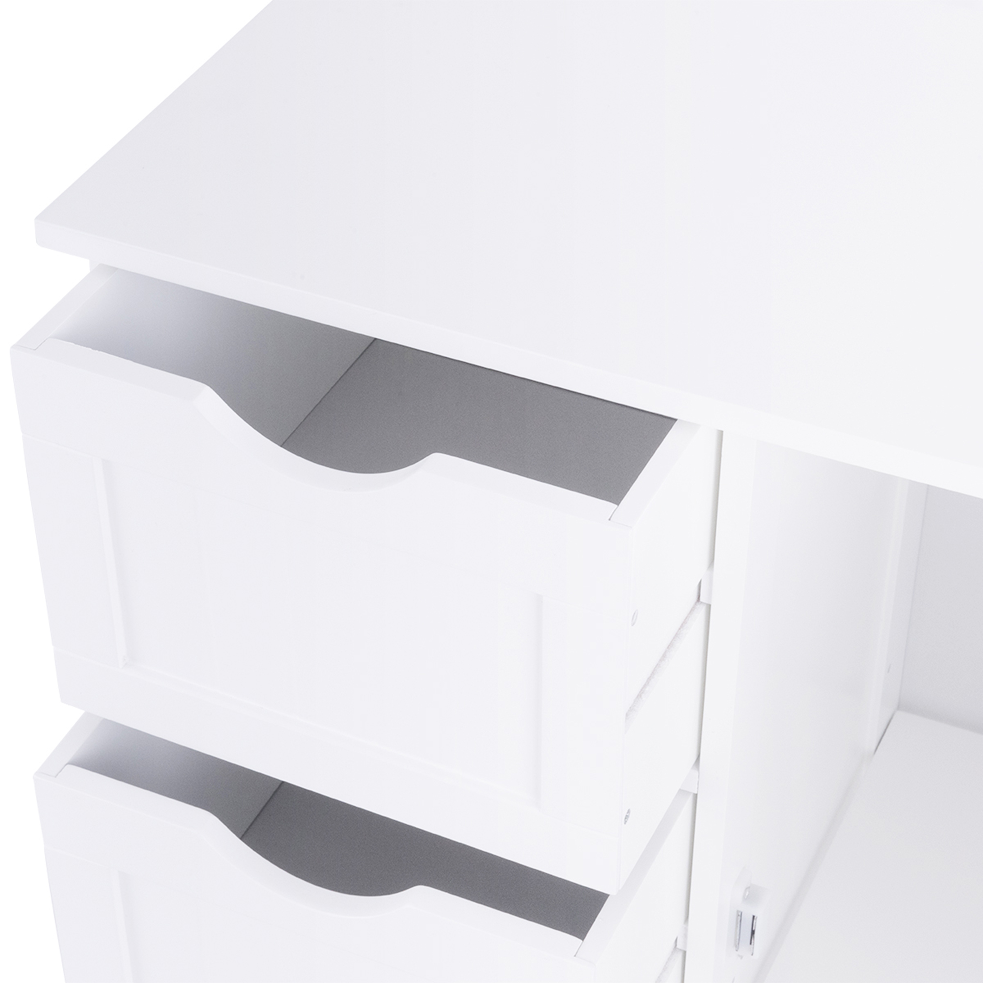 Costway Wooden 4 Drawer Bathroom Cabinet Storage Cupboard 2 Shelves Free Standing White - image 5 of 10