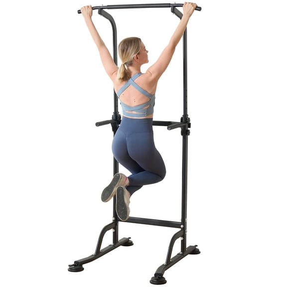CQSXDA Adjustable Power Tower Pull Up Bar and Dip Station for Strength Training with Steel Frame Design