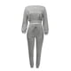thumbnail image 1 of Gibobby Conjunto de entrenamiento para mujer Conjunto de dos piezas de pantalones cortos ajustados de manga larga ajustados de Color sólido a la moda de Europ(Gris,XL), 1 of 5