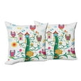 thumbnail image 6 of Ambesonne Colorful Throw Pillow Cover 2 Pack, Owls on Tree with Dots, 20", Multicolor, 6 of 6