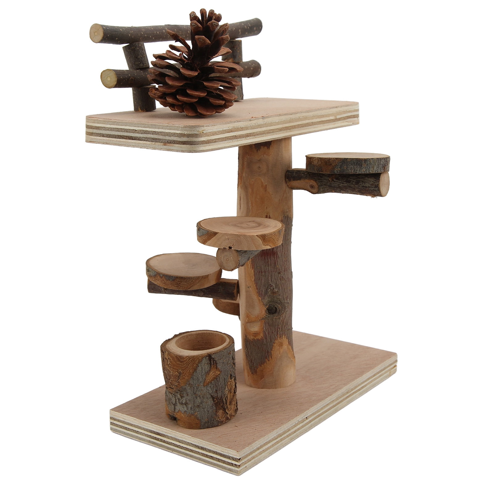 LAZIOEGR 10-Piece Natural Wooden Hamster Climbing Platform Activity Set Double Layer Playground for Mice & Small Pets (7.87 inches / 20 cm)