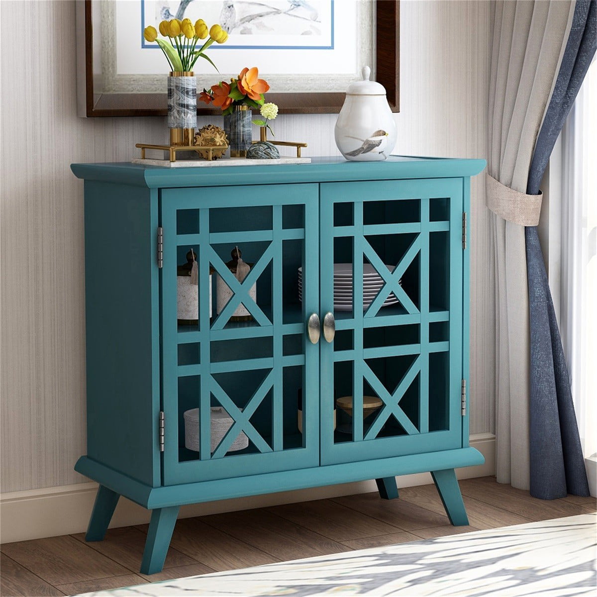 SENTERN Console Table with Adjustable Shelf Accent Storage Cabinet for