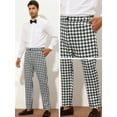 thumbnail image 5 of Unique Bargains Men's Houndstooth Dress Pants Big and Tall Business Plaid Trousers 34 Black White, 5 of 6