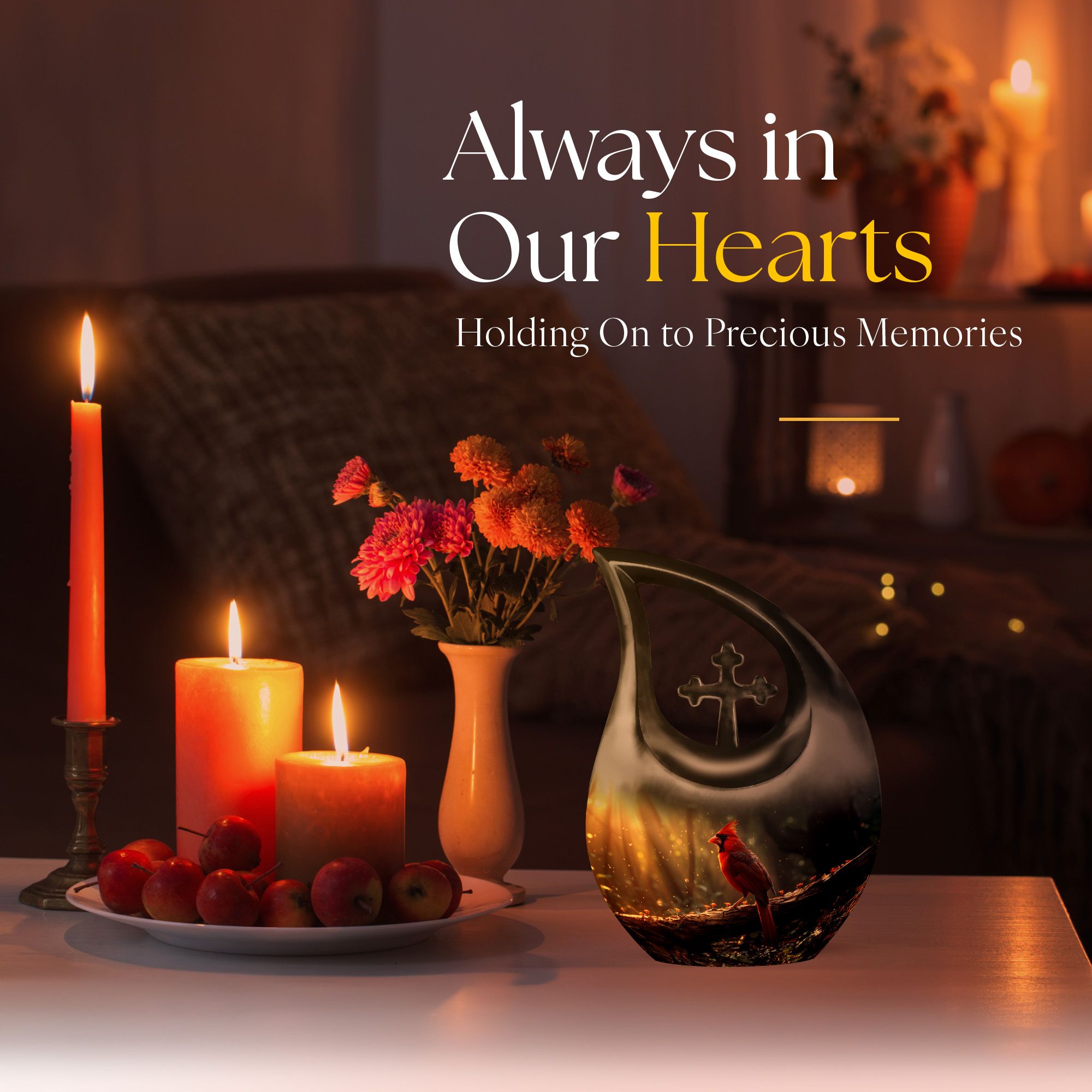 MUKTIVE Cardinal Burial Urns for Adult Male, Combo Sets Black Cremation Urns for Human Ashes Adult Female, Decorative Bird Urn, Funeral Urn for Human Ashes, (1 Large 10 ", 4 Keepsake 3 ")