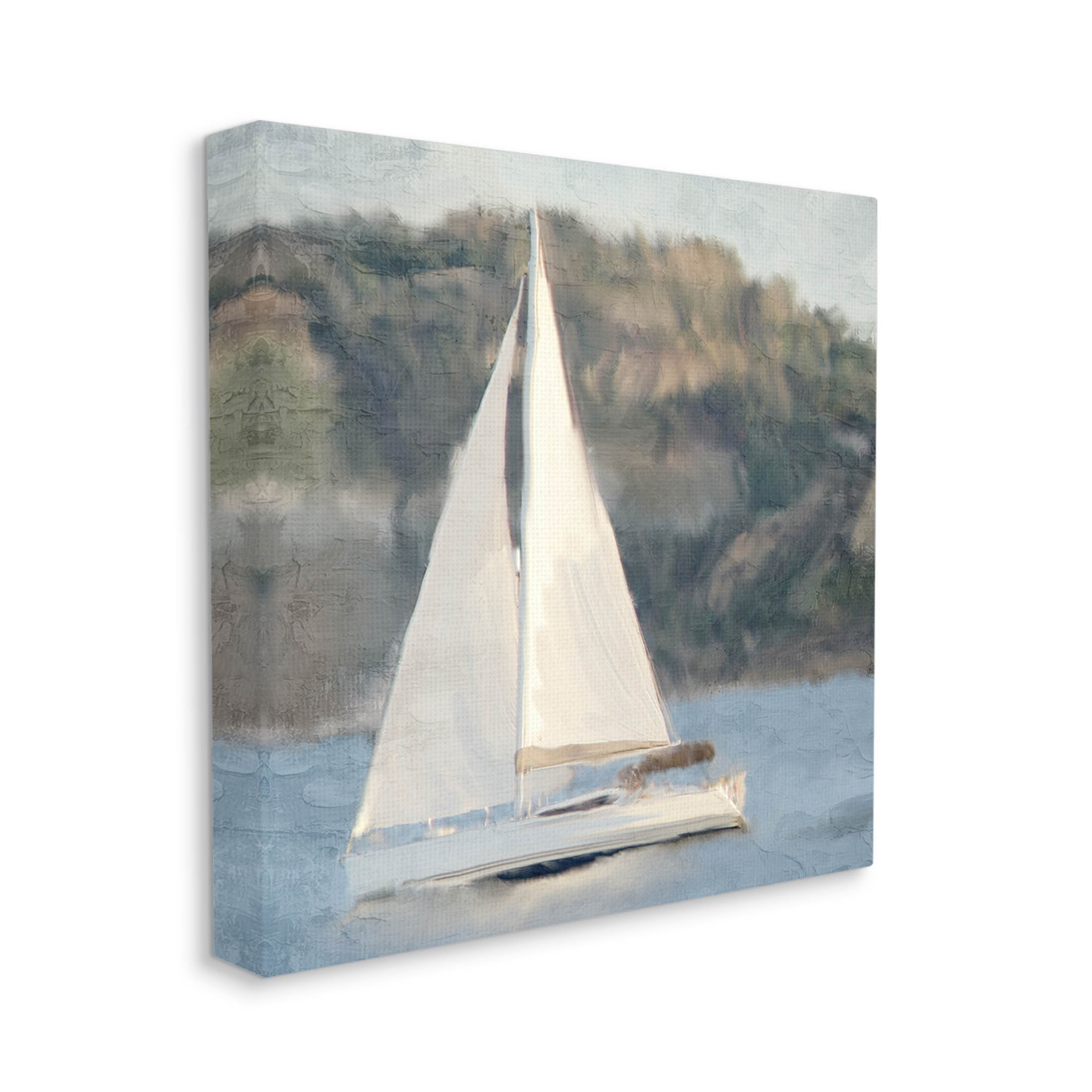 Stupell Industries Nautical Sailboat Rocky Mountain Cliffs Graphic Art Gallery Wrapped Canvas Print Wall Art, Design by Kim Allen