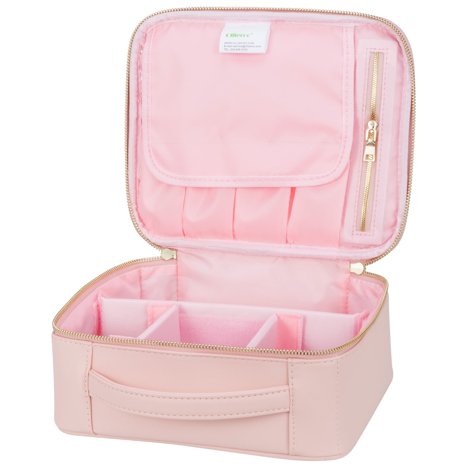 Mllieroo Portable Makeup Train Case 9.8'' Makeup bag Cosmetic Organizer Case,PINK