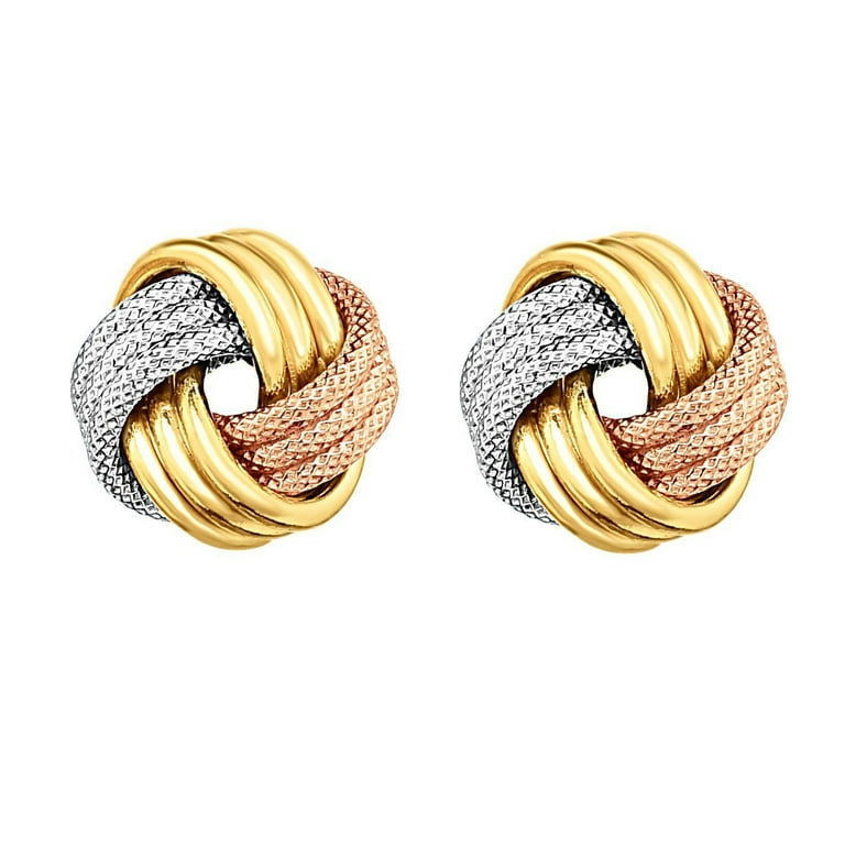 14 Karat Yellow Gold 10 Millimeter Lover's Knot Stud Earrings