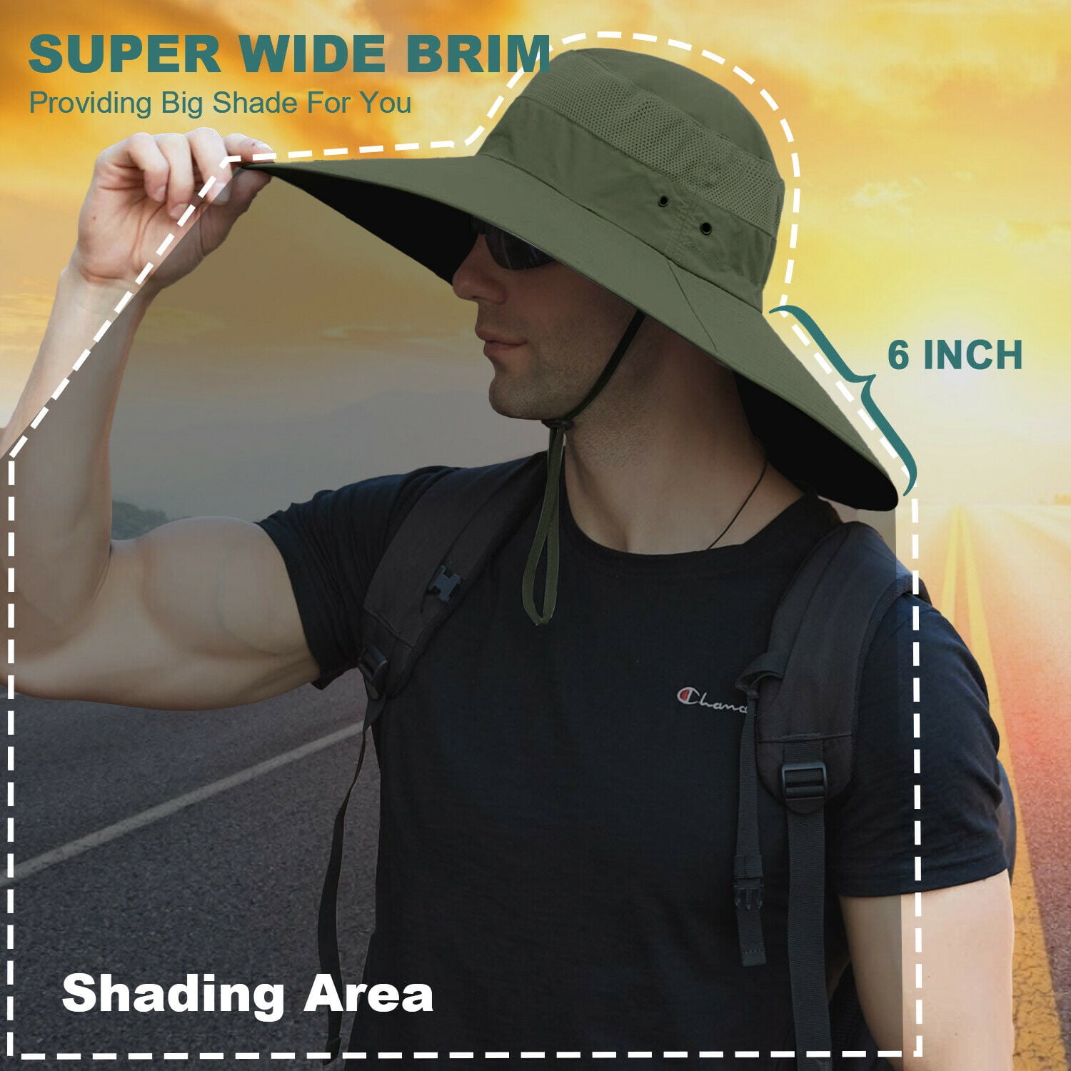 ilfioreemio Super Wide Brim Sun Hat for Men UPF50+ UV Protection