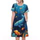 thumbnail image 1 of Balery Whimsical Underwater Fantasy Vestidos sueltos de manga corta para mujer, vestidos de verano 2025, vestidos casuales de corte A con vuelo., 1 of 6