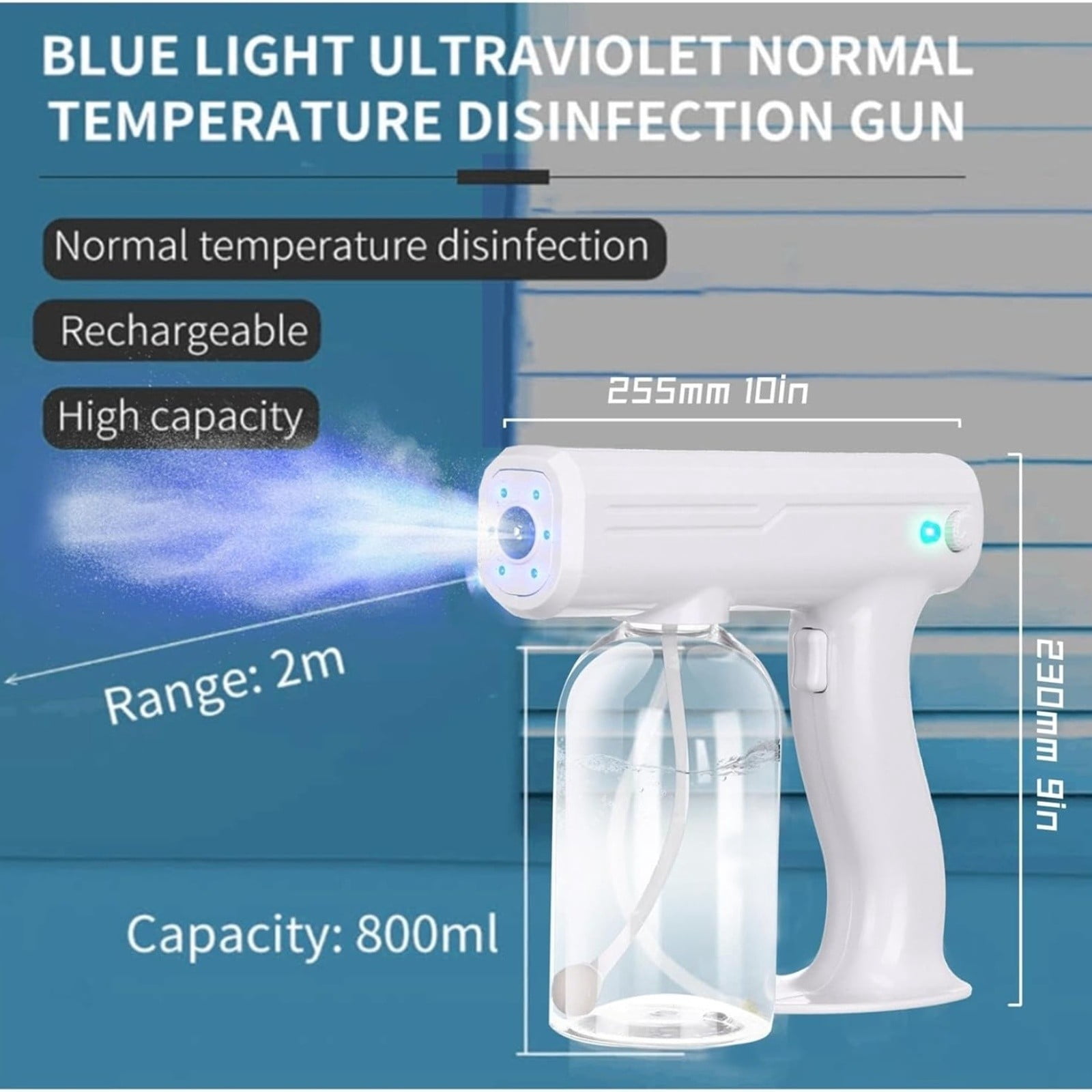 Wireless Electrostatic Sprayer for Home and Garden Cordless Fogger Machine with Blue Light Touchless Sanitization 800ml Capacity for Indoor Use