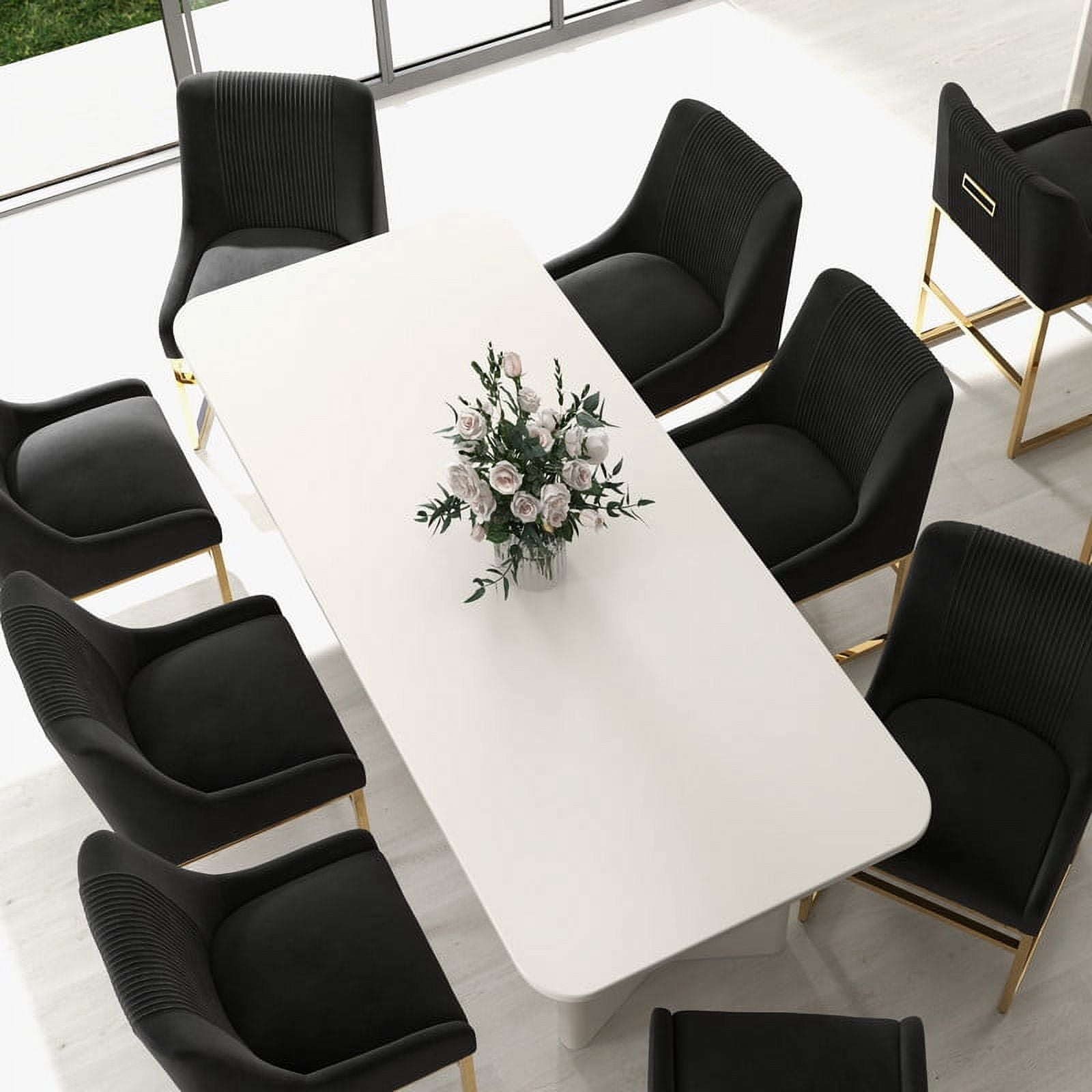 SEYNAR Modern Velvet Upholstered Accent Dining Chairs Set of 8, Kitchen Side Chair with Metal Frame for Living Room