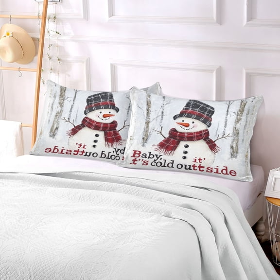 Pillow Case Plush Pillow Snowman Playing Snow Case standard size/King size/Queen size Bed Pillow Pillowcases