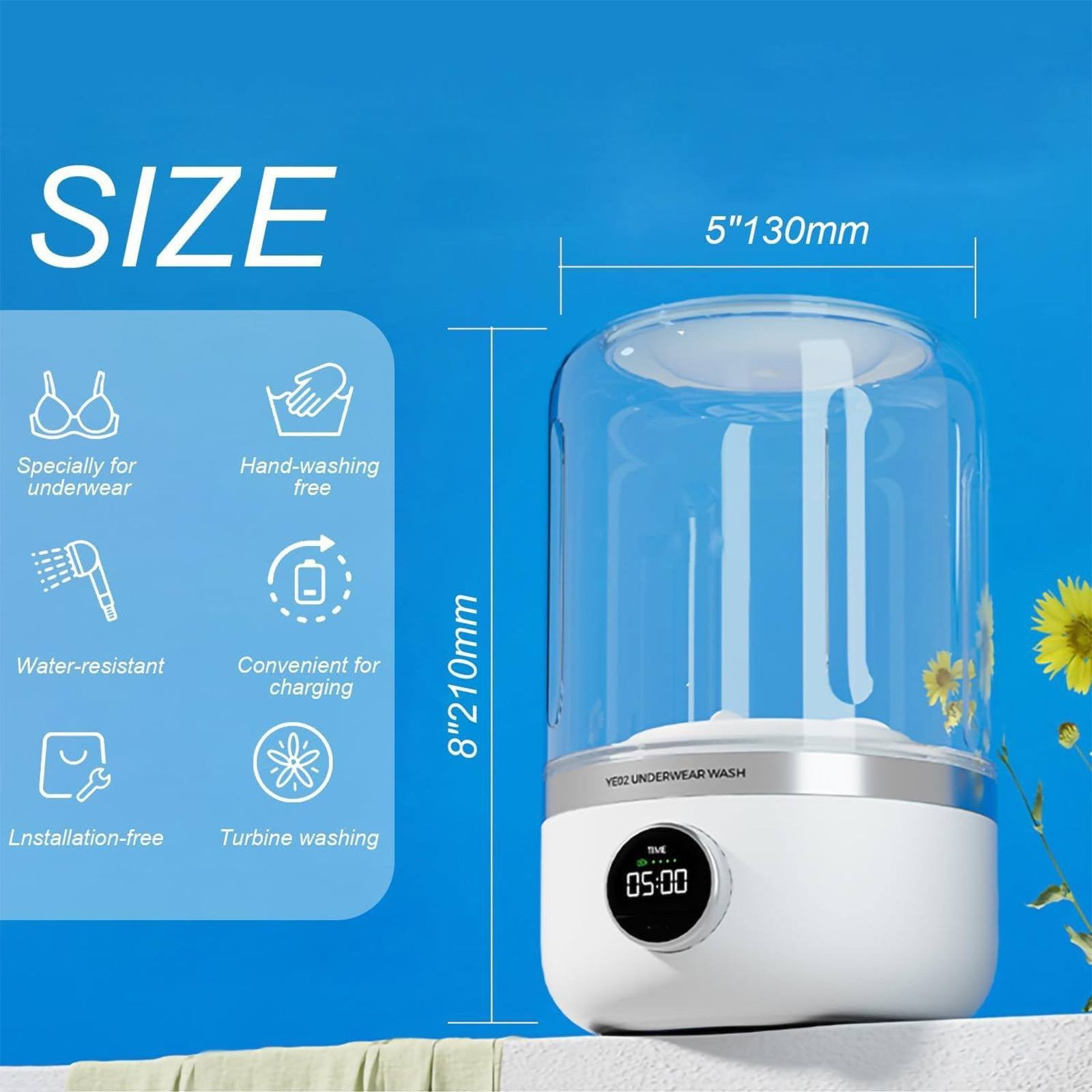 GBAYXJ Underwear Washer Portable Washing Machine Portable Washing Machine Underwear Washing Machine Portable Rechargeable Cordless Washing Machine Household Detergent (White)