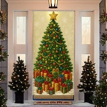 Hometravel Christmas Door Curtain Decor, Holiday Scene Background Entrance Cover, Seasonal Display Piece for Home, Party, Festive Atmosphere