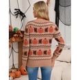 thumbnail image 5 of Halloween Sweaters for Women 2026 Fall Pumpkin Knit Pullover Sweater Fair isle Crewneck Khaki Sweaters Shermie, 5 of 9