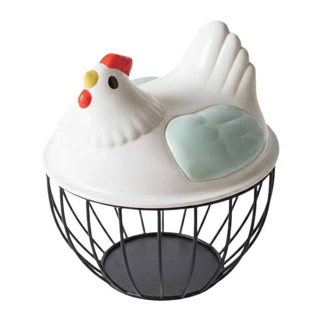 Cesta para almacenar huevos de gallina, cesta para huevos con tapa en forma de gallina, contenedor para recoger huevos, cestas para despensa, encimera de cocina Tapa verde