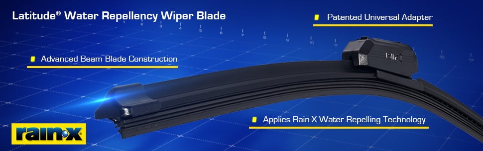 Rain-X® SET-R49850021 Front, Driver and Passenger Side and Rear Latitude  Water Repellency 2-n-1 Series and Rearview Series Wiper Blades, Driver Side  - 24 in.; Passenger Side - 18 in.; Rear - 11 in.