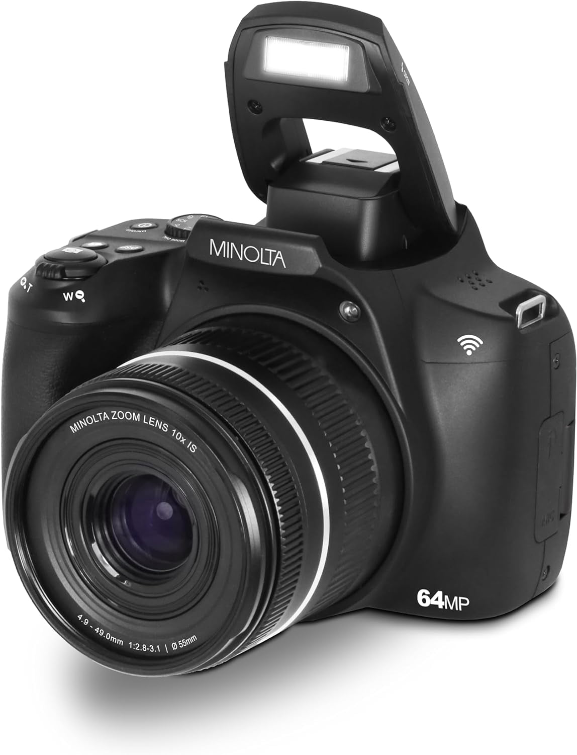 Minolta MNB10Z 64 Megapixel Auto Focus Digital Camera with 10x Optical Zoom, 4K Ultra HD Video Bundle Black