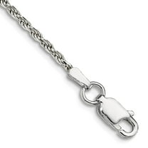 925 Sterling Silver 1.7mm Sparkle-Cut Rope Chain Anklet 10 Inch Anklet for Women and Men - 2.7 Grams