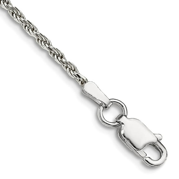 925 Sterling Silver 1.7mm Sparkle-Cut Rope Chain Anklet 10 Inch Anklet for Women and Men - 2.7 Grams