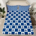 thumbnail image 2 of Feelyou Winter Snowflake Teens Full Size Sheets, Blue Plaid Checkered Bed Sheets, Merry Christmas Sheet Sets, Lightweight Room Decor, 4 Pieces, 2 of 7