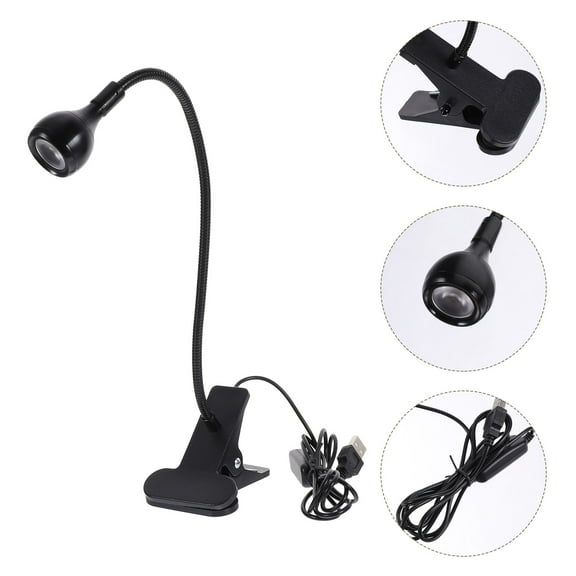 Zcyifa 360 Degree Adjustable LED Eye Protection Desk Lamp Holder USB Flexible Neck Headboard Light Reading Book Desk Lamp Reading Clip Lamp with Clip and On/Off Switch Warm White Light (Black)