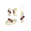 2.00 Carat T.G.W. Ruby And White Diamond Accent 14K Gold over Silver 3-Piece Jewelry set