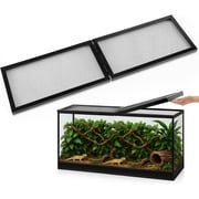 55 Gallon Screen Cover for Reptile Terrarium – Hinged Door Fish Tank Lid with Center Hinge, Large Terrarium Screen Top for Pets