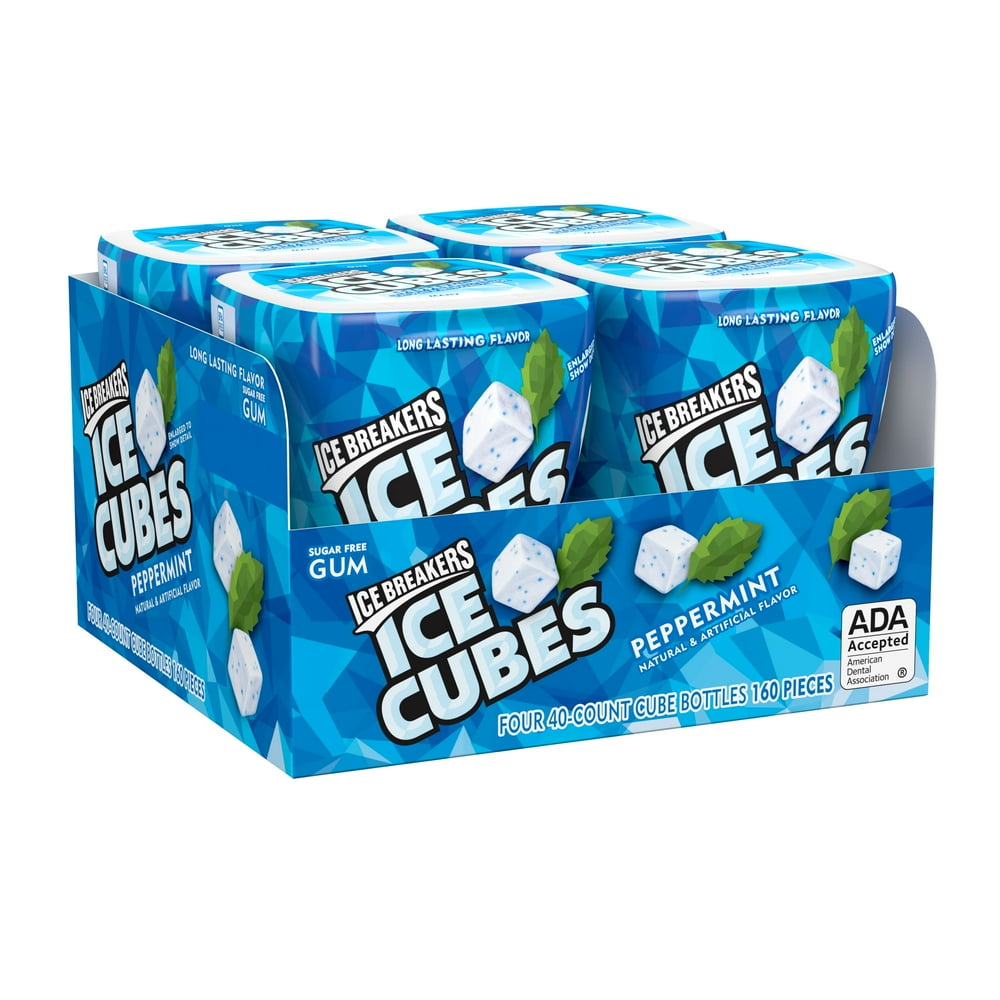 ICE BREAKERS, ICE CUBES, Peppermint Flavored Sugar Free Chewing Gum