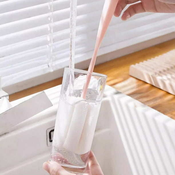 Cepillo multifuncional para tazas, cepillo doméstico, cepillo para lavar tazas, cepillo para limpiar manchas de té, cepillo de esponja, cepillo para biberones, cepillo para vasos de plástico.