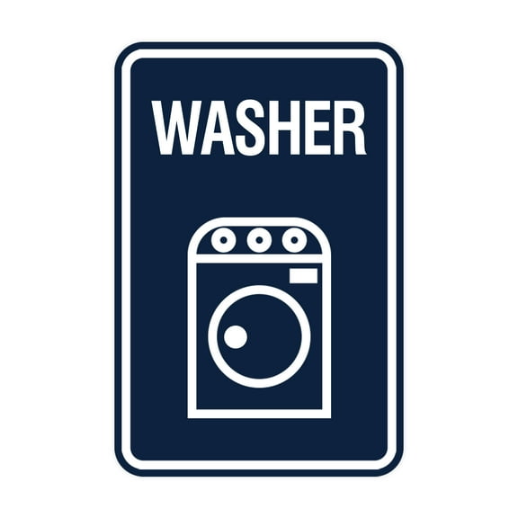 Signs ByLITA Portrait Round Washer Sign (Navy Blue / White) - Large