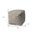 thumbnail image 2 of 17" Taupe Polyester Cube Indoor Outdoor Pouf Ottoman, 2 of 4