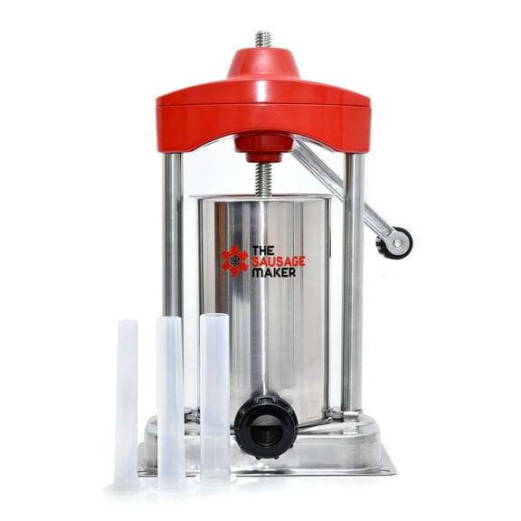 The Sausage Maker - 5 lb. Heavy Duty Vertical Sausage Stuffer - Includes Stuffing Tubes - Stainless Steel Frame, Metal Gears