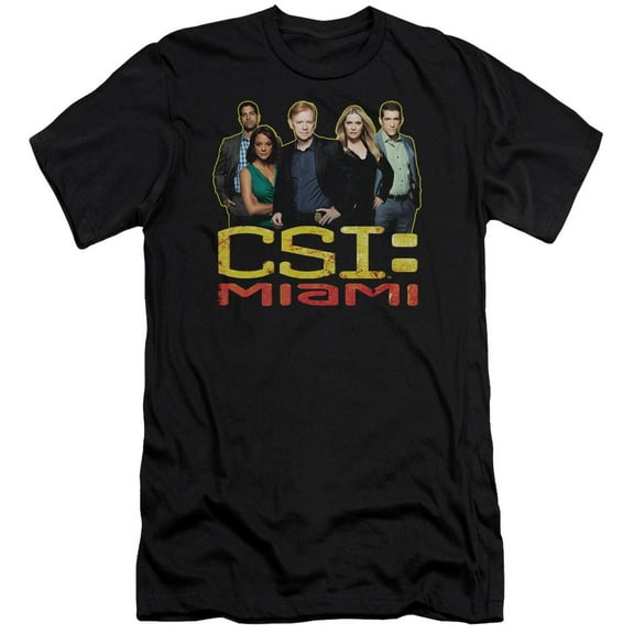 Csi Miami The Cast In Black Premium Canvas Adult Slim Fit 30/1 T-Shirt Black
