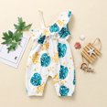 thumbnail image 5 of Gibobby pantalones siameses de pierna ancha Mono de verano para niñas pequeñas, mono con estampado de hojas con volantes para niños, mono de un hombro(Blanco， 3-6 Meses), 5 of 5