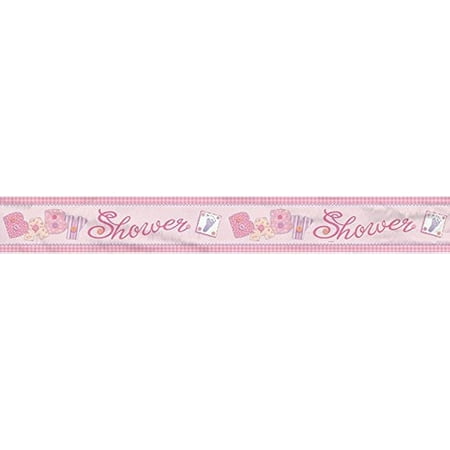 12ft Foil Pink Stitching Girl Baby Shower Banner
