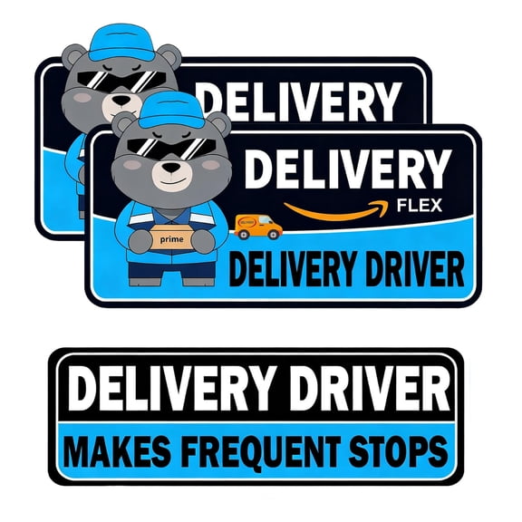 Flex Delivery Driver Car Magnet, 3PCS Frequent Stops Removable Set, Delivery Vehicle Magnet Car Door and Bumper Sign, High Reflective Waterproof Weather-Resistant