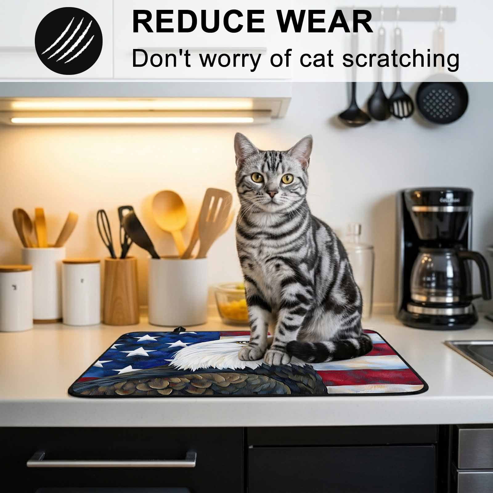 Eagle Stove Top Cover for Electric Stove, Heat-proof & Non Slip Glass Top Stove Cover Protector, Rustic Independence Day Red Blue Star Striped Flag Kitchen Flat Cooktop Rubber Mat 28.5x20.5 Inches