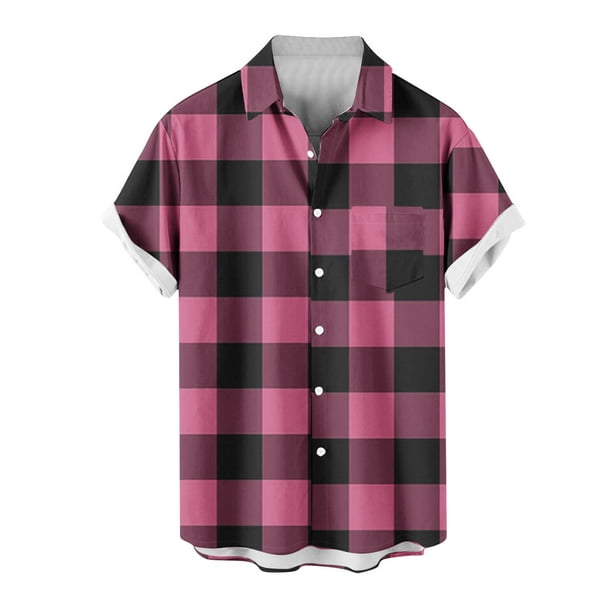 Mens Casual Manga Corta Botón Abajo Camisas, Cuello de Vuelta Impresión para el Verano, Al Aire Libre Y Desgaste Casual