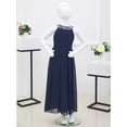 thumbnail image 6 of iiniim Junior Kids Bridesmaid Chiffon Dress Flower Girls Dress Halter Neck Evening Gown for Pageant Wedding Party Dark Navy 14, 6 of 7