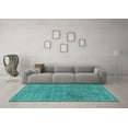 thumbnail image 3 of Ahgly Company Machine Washable Indoor Square Oriental Turquoise Blue Industrial Area Rugs, 5' Square, 3 of 4