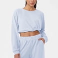 thumbnail image 2 of Conjunto de Pantalones Mujeres Outfits de 2 Piezas Vestido Casual de Color Sólido Bolsillo Deportivo Suelto Pantalones de Manga Larga Blusas de Cuello Redondo Conjunto Superior Conjunto de Pantalones, 2 of 6