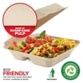 thumbnail image 2 of Clamshell Take Out Food Containers 8" x 8” (50 Pack) 3-Compartment, Disposable To Go Container, Togo Boxes With Lids, Trays for Lunch, Dinner, Meal-Prep, Eco Friendly, 2 of 4
