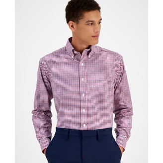 club room slim fit dress shirt Club Room Mens Bengal Stripe Red Button Down Dress Shirt XXL
