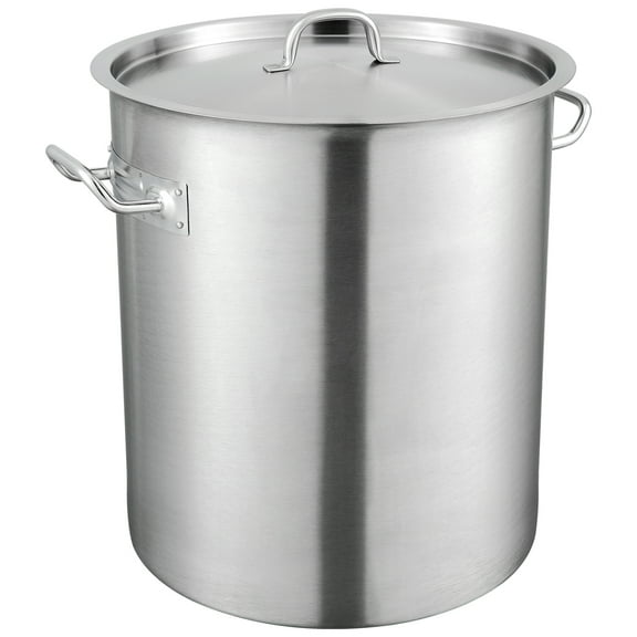 KFFKFF 42 Qt Stainless Steel Cookware, Versatile Large Capacity Pot with Cover & Handle, Durable for Cooking, Sand-Finished, Ideal for Group Gatherings, Silver