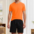 thumbnail image 2 of Gyexs Mens Short Sets 2 Piece Outfits Casual Outdoor Sportswear Short Sleeve T-Shirt with Drawstring Shorts Orange, Size XXL, 2 of 4